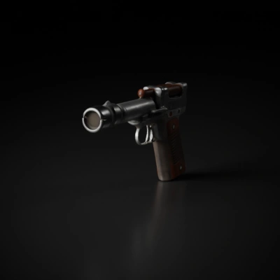 Blaster pistol, sci-fi, star wars, futuristic.