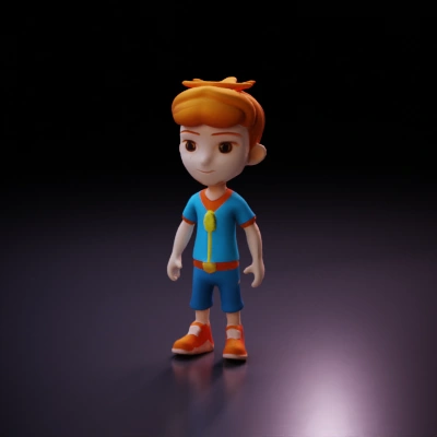 Cartoon boy in casual outfit, 3D animation character.