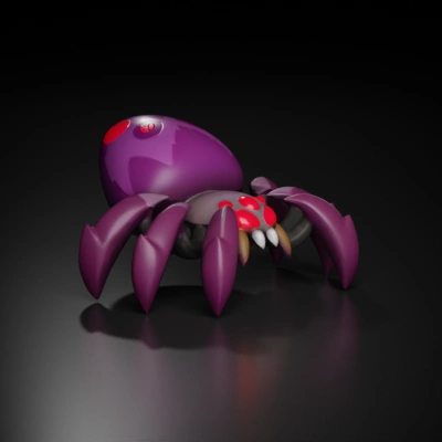 cartoon spider with purple body.