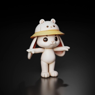 Cartoon rabbit with hat.