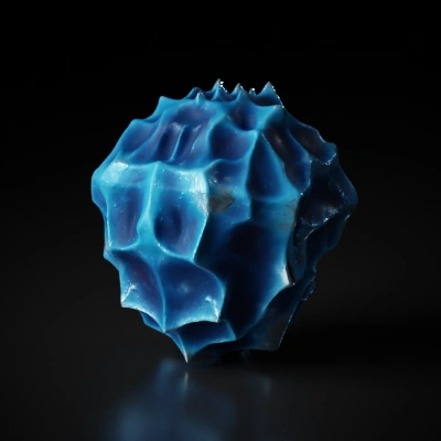 Alien crystal with jagged surface, sci-fi aesthetic.