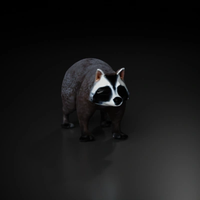 Realistic raccoon figurine, detailed texture, animal model.