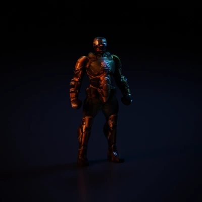 Futuristic armored soldier, standing pose.