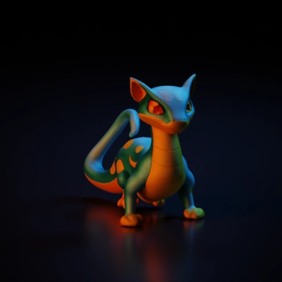 Anthropomorphic lizard with reptilian features, standing on two legs.