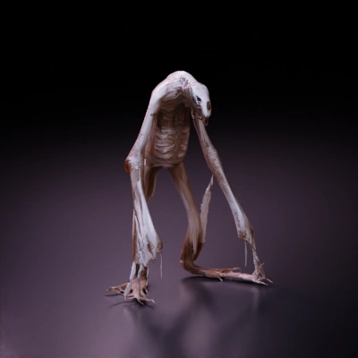 Ghastly emaciated humanoid creature, large claws, menacing,
bony, symmetric.