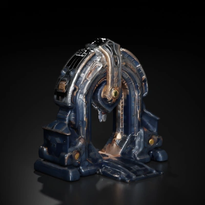 Futuristic sci-fi gate with intricate designs.