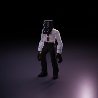 Humanoid figure with speaker for a head.