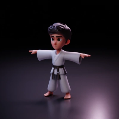 Martial artist character in traditional attire.