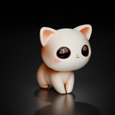 Chibi cartoon cat, large eyes, cute face.