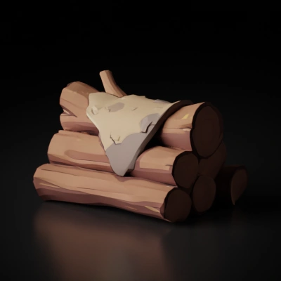 a small pile of firewood with a cloth.