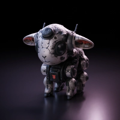 Mechanical sheep with robotic design.