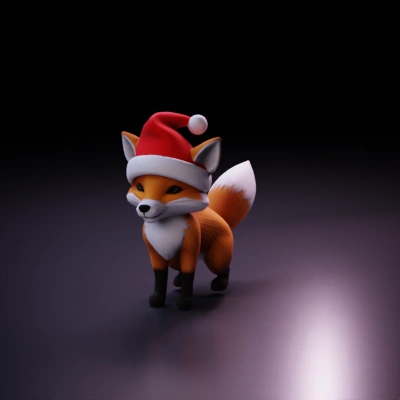 Santa hat-wearing fox.