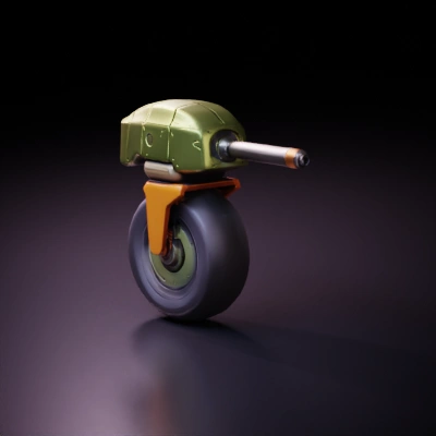 Robotic unicycle with mounted gun turret.