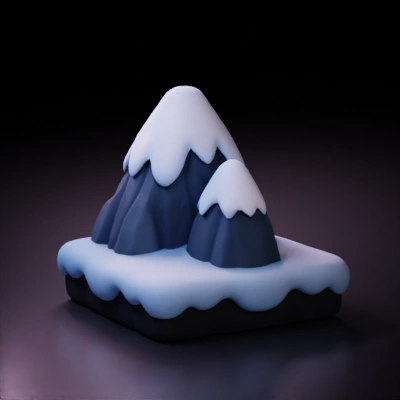 snow-covered stylized mountain.