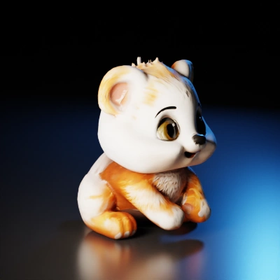 Cute baby furry creature, big eyes, small paws.