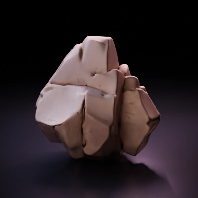 Large cracked stone with jagged surfaces.