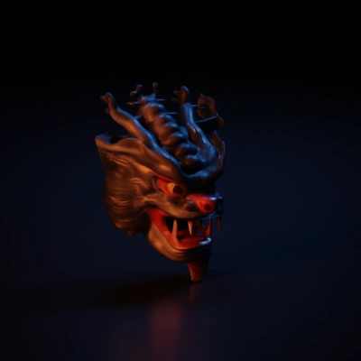 Dragon-like mythical creature, fierce expression, detailed features.