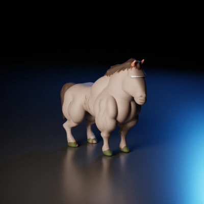 Muscular horse cartoon character.