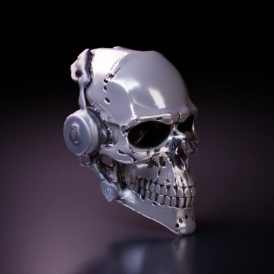 Futuristic skull face mask no headphones