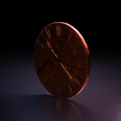 Classic analog clock with roman numerals and ornate hands.