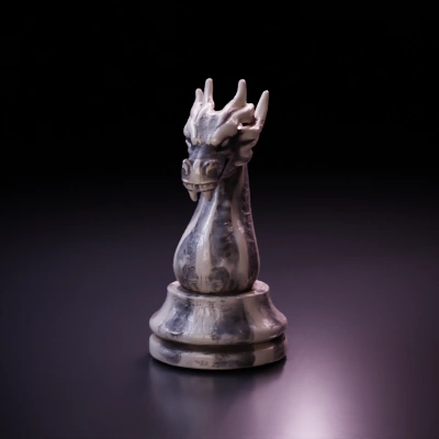 Dragon-head chess knight, detailed sculpture.