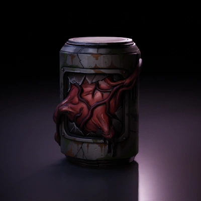 Broken container with organic matter.