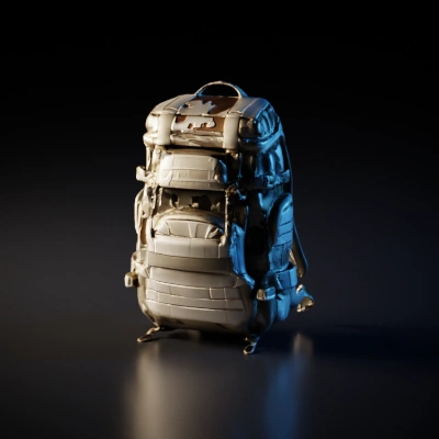 Military-style tactical backpack, multiple compartments, heavy duty.