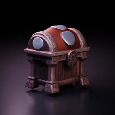 Treasure chest with ornamental design, fantasy theme.