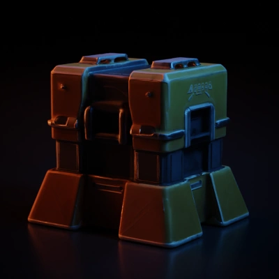 Futuristic industrial crate with outer reinforcements.