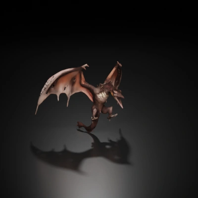Flying dragon with outstretched wings, menacing stance.