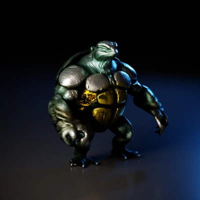 Turtle-like creature, armored, bipedal, detailed.
