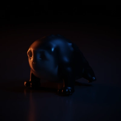 Sad animated creature with large eyes.