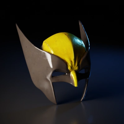 Mask with pointed ear-like extensions, eye holes cut out.