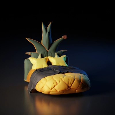 bed shaped like a pineapple.