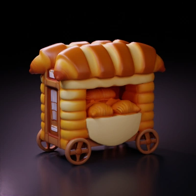 Croissant-themed food cart.