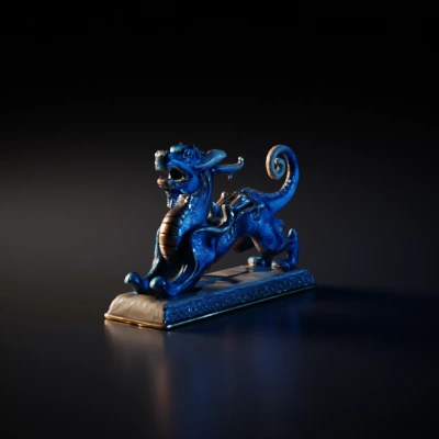 Dragon statue, detailed design, mythical creature.