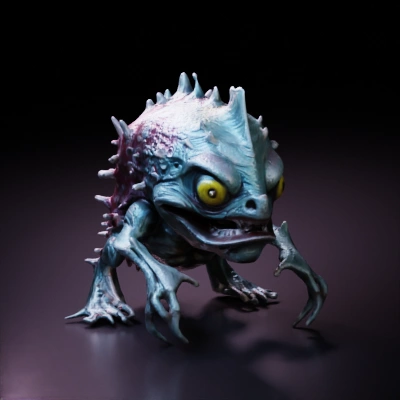 Monstrous amphibian with spines and claws character.