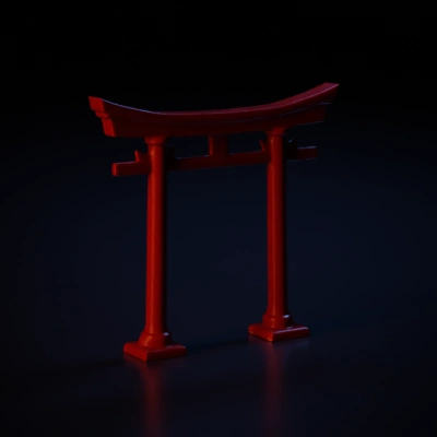Traditional Japanese torii gate, minimalistic design, cultural symbol.