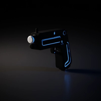 Futuristic handgun, sci-fi design, streamlined structure.