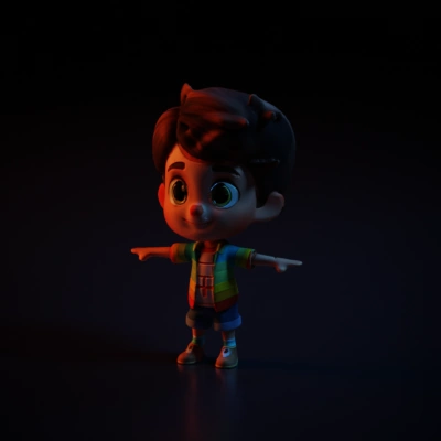 Cartoon child with a happy expression.