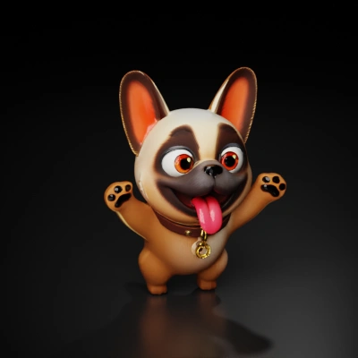 cartoon dog with big eyes and tongue out.