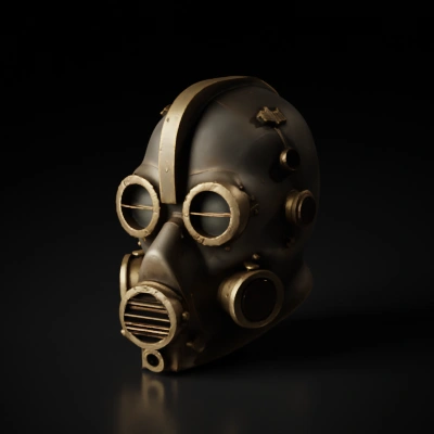 vintage gas mask with round filters.