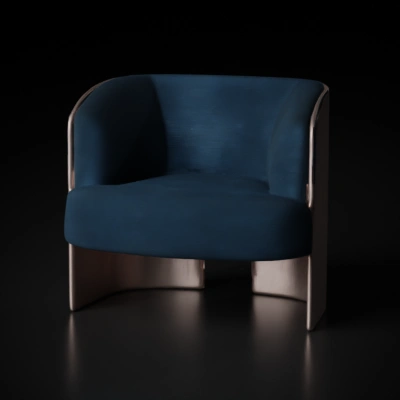 Curved modern chair with minimalist design.
