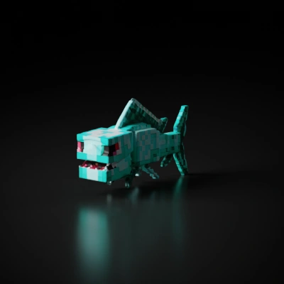 Blocky pixelated dragon-like creature.