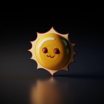 Cute smiling sun, adorable face, cartoon.