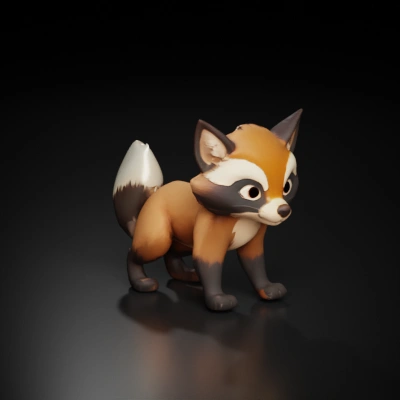 A young hybrid between a wolverine and a fox.