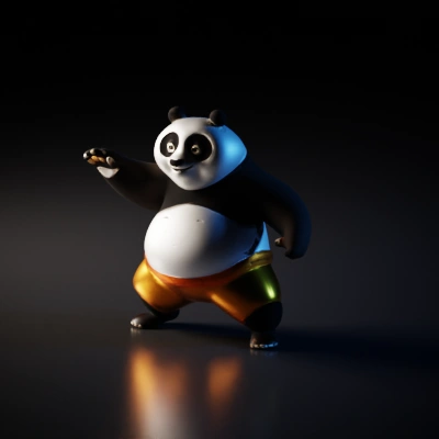 Kung fu fighting panda, animated character.