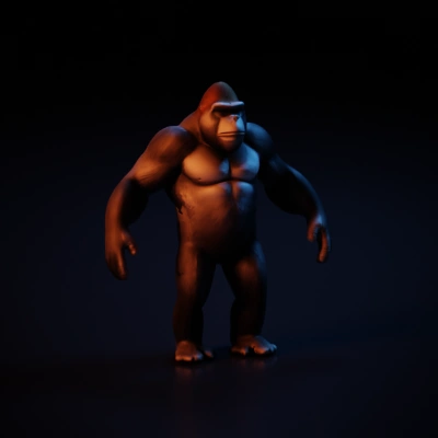 Gorilla character, muscular, bipedal, realistic.