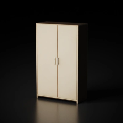 Modern minimalist wardrobe, two-door design. dark wood color