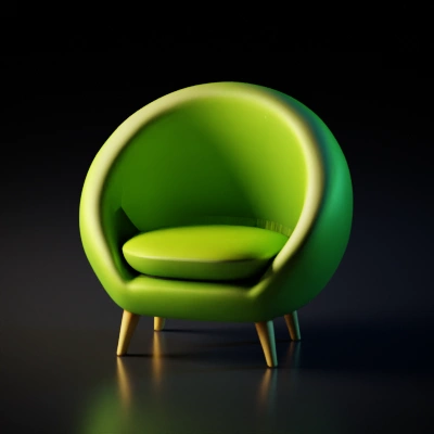 an armchair in the shape of an avocado.